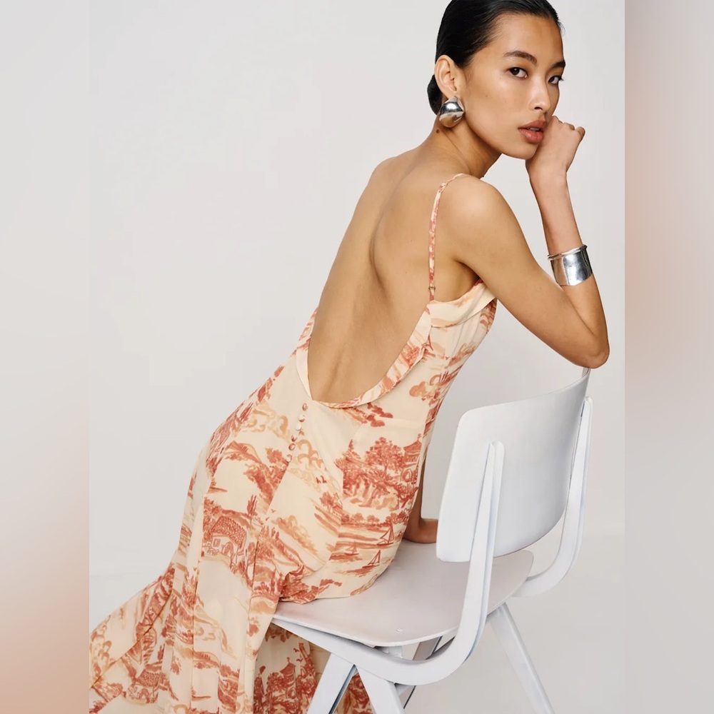 Reformation Fredo Silk Backless Dress Dolce Vita Midi